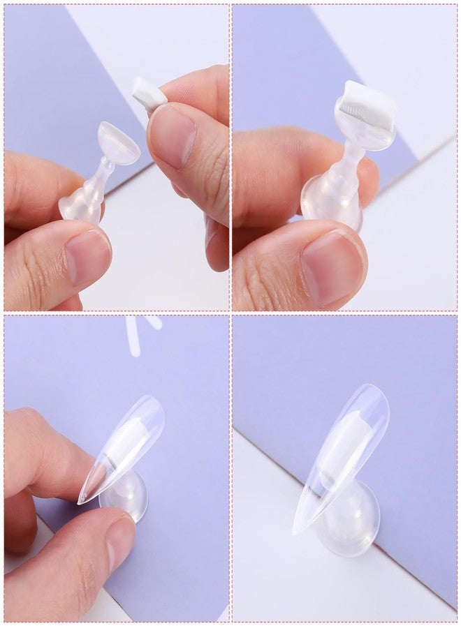 Etercycle Acrylic Nail Display Stand DIY Nail Crystal Holder Magnetic Practice Stands with Reusable Adhesive Putty Clay for False Nail Tip Manicure Tool(White with gold) - Image 3